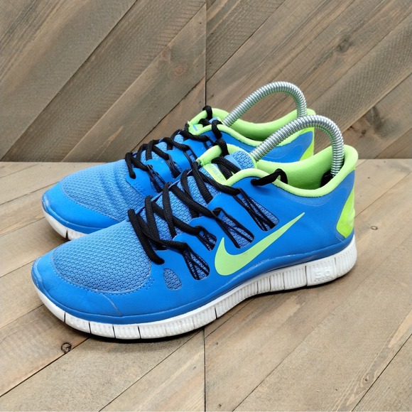 Nike Free 5.0+ Running‎ Shoes Hyper Blue Volt Green Women's Athletic Sneakers - Picture 1 of 9